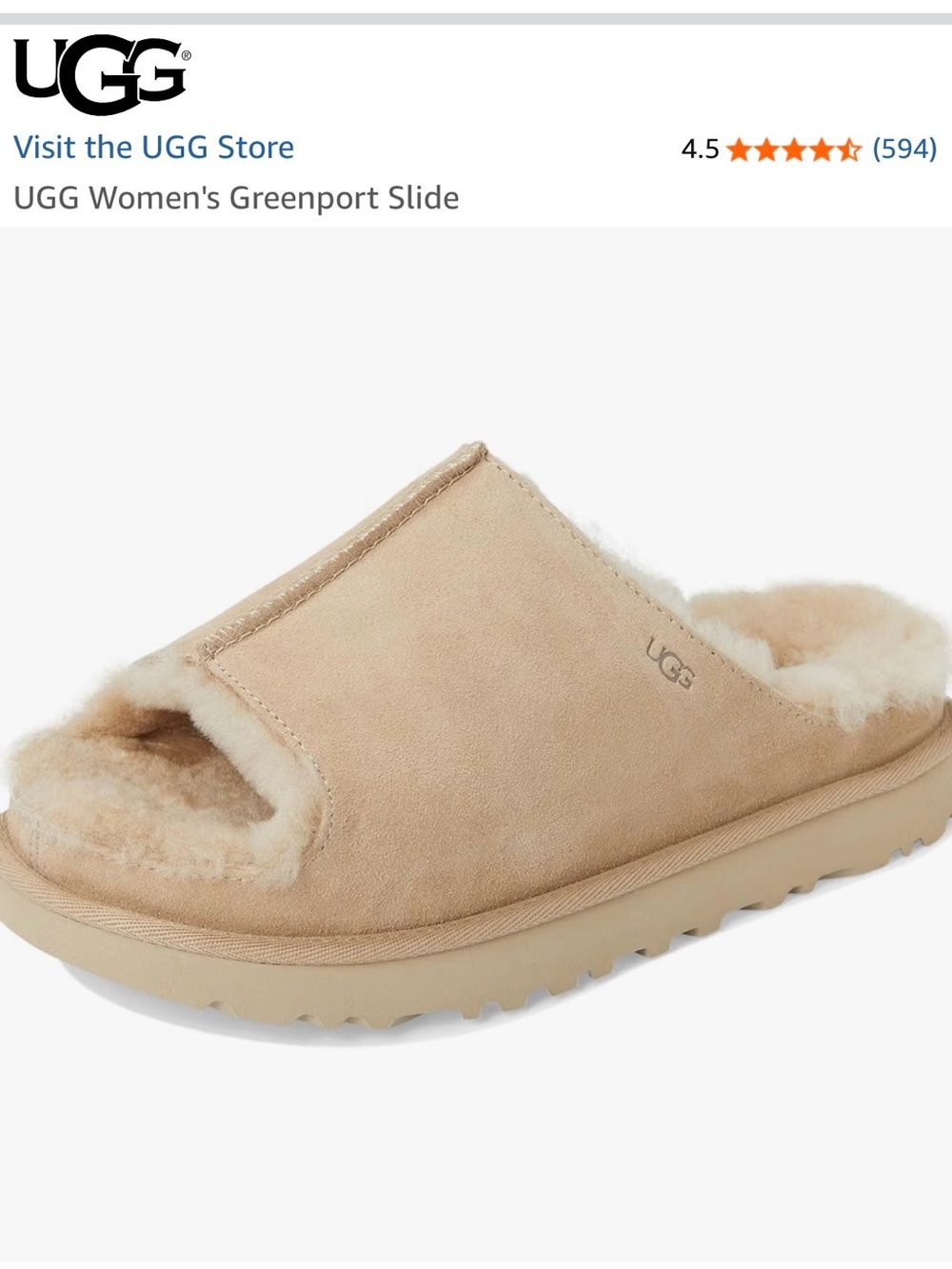 UGG Women's Greenport Slide in Chestnut Suede